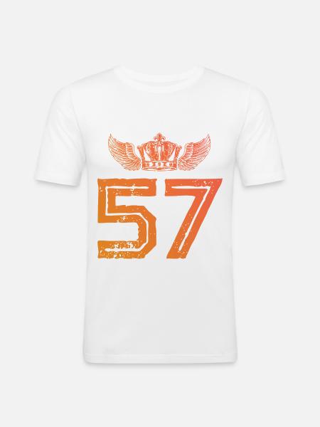 57 Number Crown - Men's Slim Fit T-Shirt - white