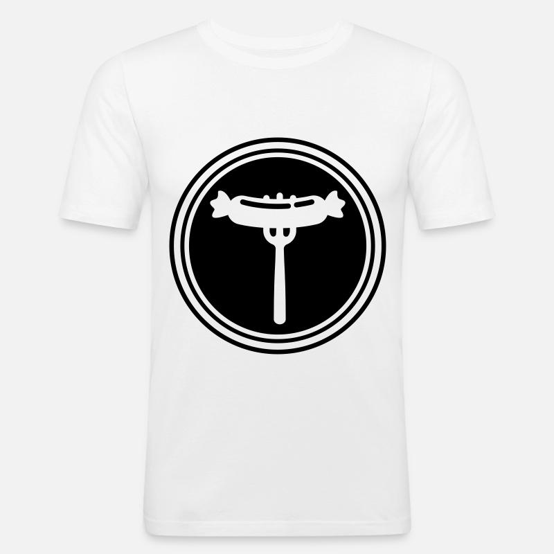 Bratwurst Fleisch icon - Männer Slim Fit T-Shirt - Weiß