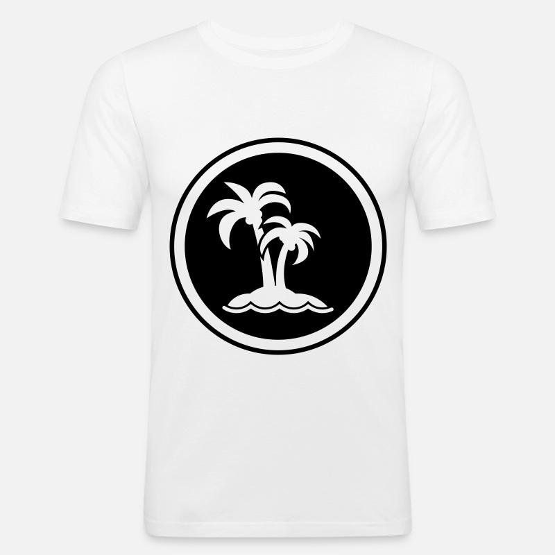 palme insel symbol - Männer Slim Fit T-Shirt - Weiß
