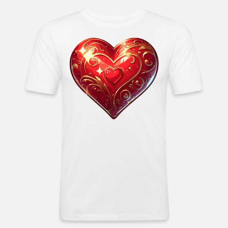 Herz - Männer Slim Fit T-Shirt - Weiß