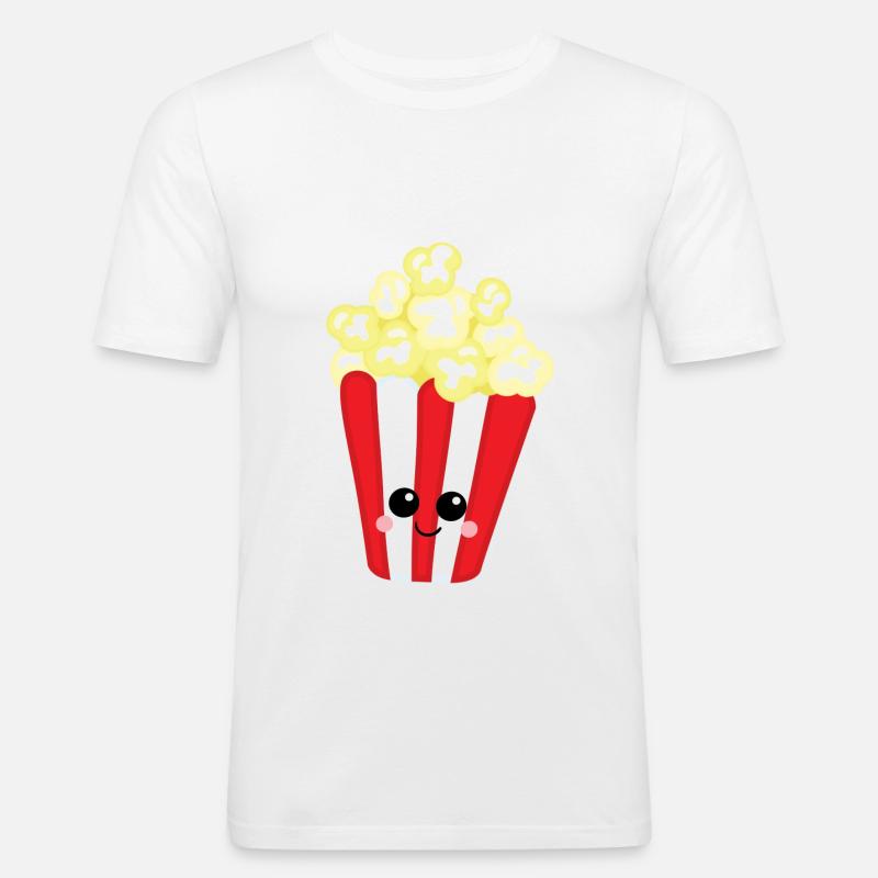 Popcorn - Männer Slim Fit T-Shirt - Weiß
