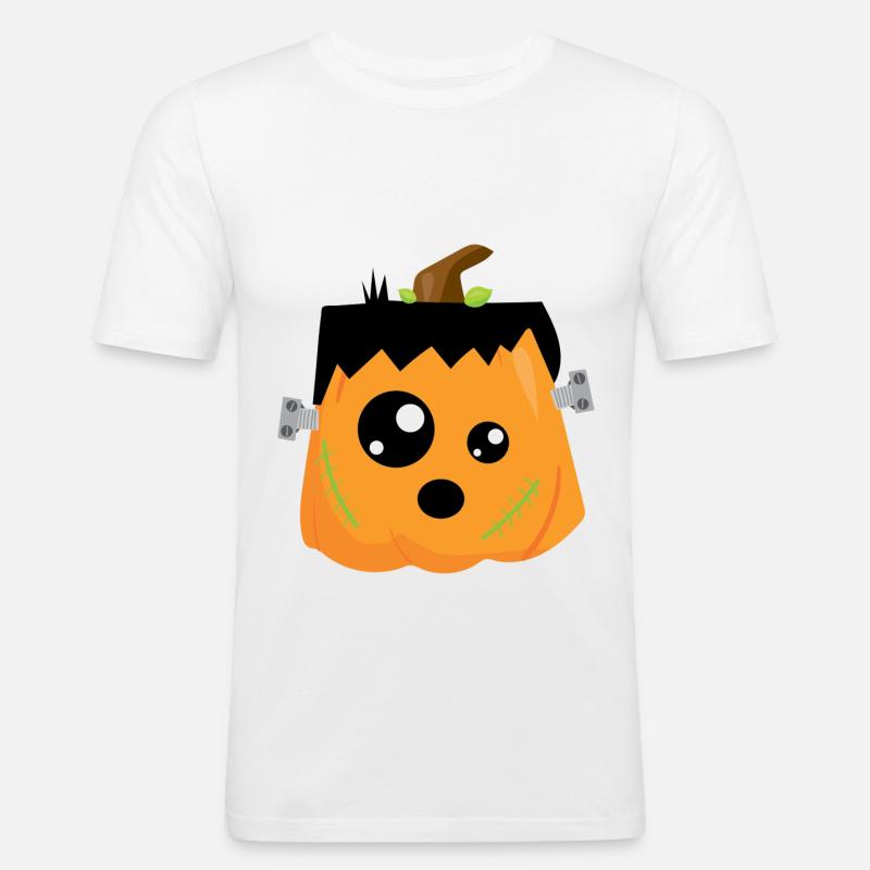 Kürbis - Männer Slim Fit T-Shirt - Weiß