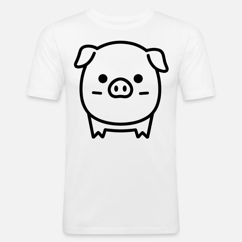 Schwein - Männer Slim Fit T-Shirt - Weiß