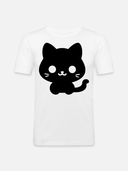 Katze - Männer Slim Fit T-Shirt - Weiß