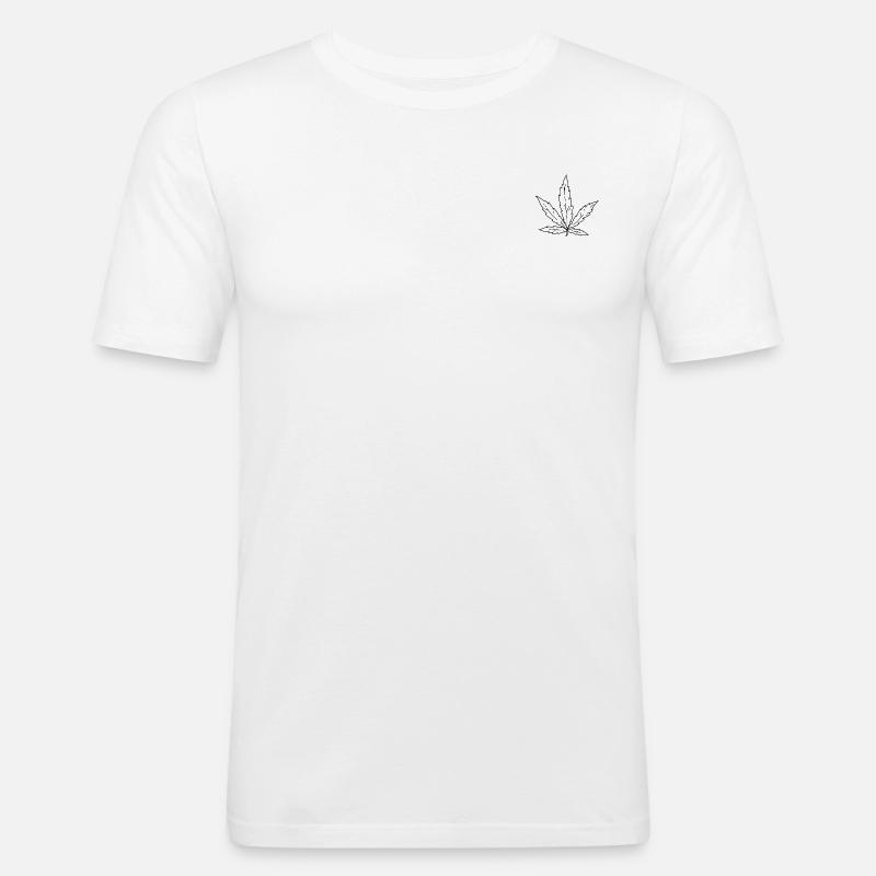 Cannabis Blatt - Männer Slim Fit T-Shirt - Weiß