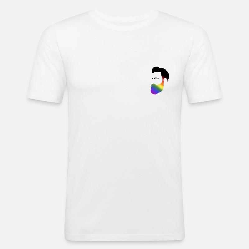 Bunter Bart - Männer Slim Fit T-Shirt - Weiß