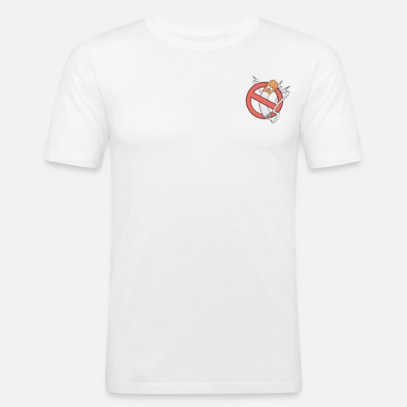 T-Shirt Rauchverbot Logo - Männer Slim Fit T-Shirt - Weiß