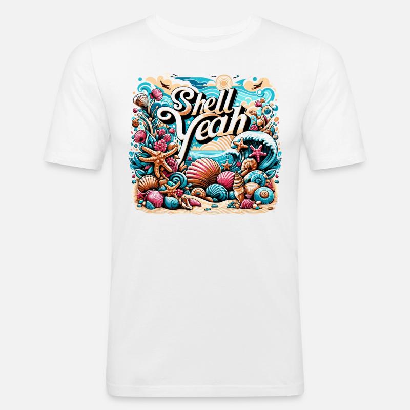 Shell Yeah - Männer Slim Fit T-Shirt - Weiß