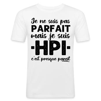 Je suis HPI Haut Potentiel Intellectuel cadeau - T-shirt près du corps Homme - blanc - Devant - Nik (191cm)