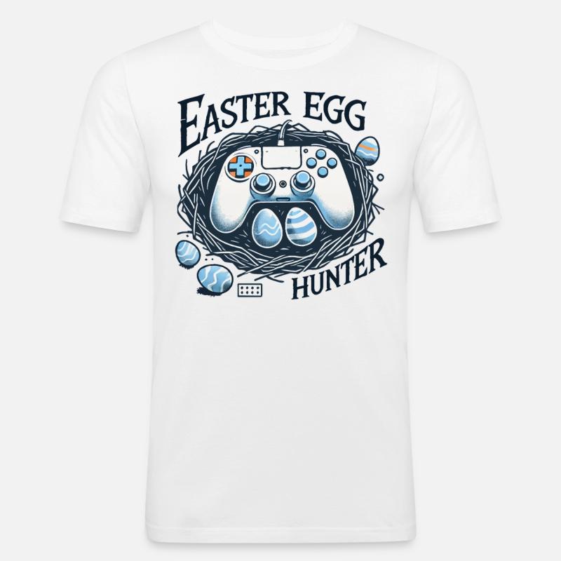 Gaming Osterei Jäger Controller Design - Männer Slim Fit T-Shirt - Weiß