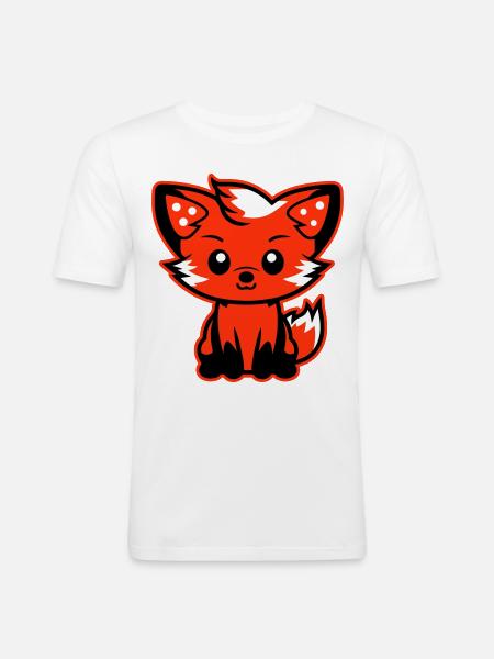 Fuchs Comic - Männer Slim Fit T-Shirt - Weiß