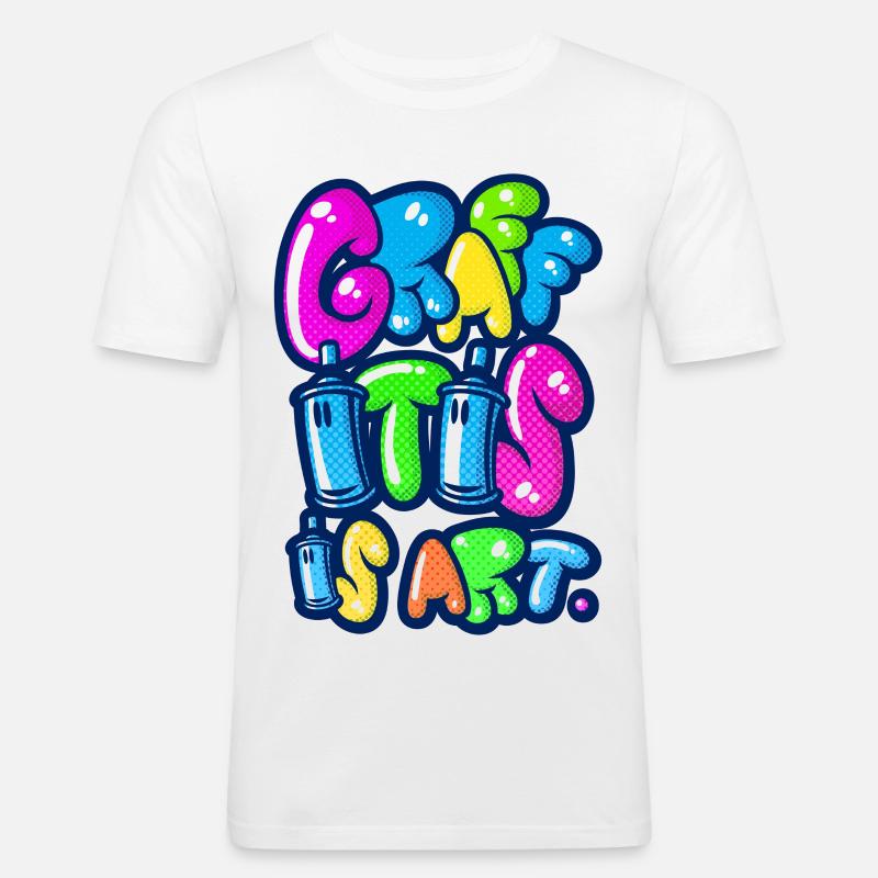 Graffitis Kunst multi - Männer Slim Fit T-Shirt - Weiß