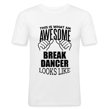 Breakdance - Männer Slim Fit T-Shirt - Weiß - Vorne - Nik (191cm)