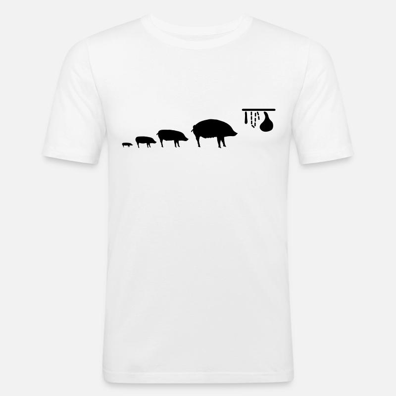 pig_evolution - Men's Slim Fit T-Shirt - white