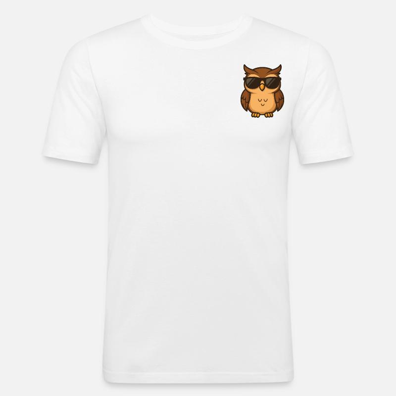 Coole Eule - Männer Slim Fit T-Shirt - Weiß