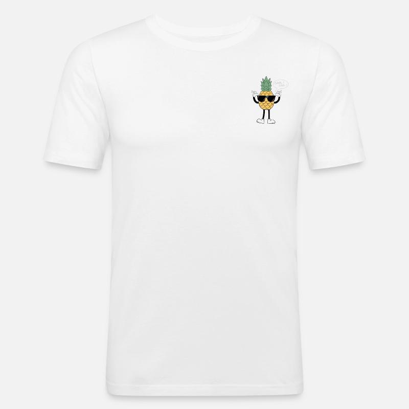 T-Shirt Ananas Cooles Logo - Männer Slim Fit T-Shirt - Weiß