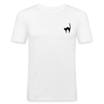 Black Cat - Men's Slim Fit T-Shirt - white - Front - Nik (191cm)
