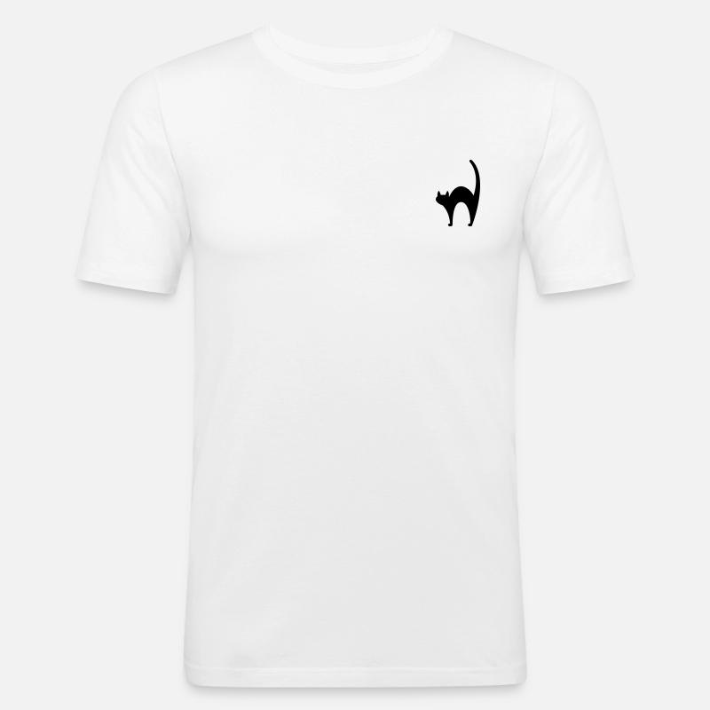 Schwarze Katze - Männer Slim Fit T-Shirt - Weiß