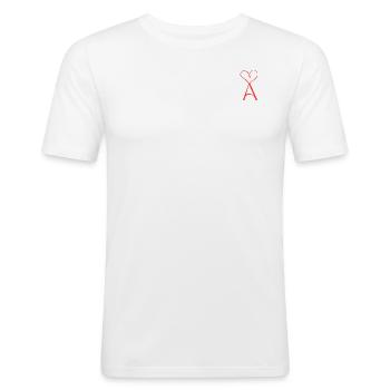 Herz mit "A" – minimalistisch und Liebevoll - Männer Slim Fit T-Shirt - Weiß - Vorne - Nik (191cm)