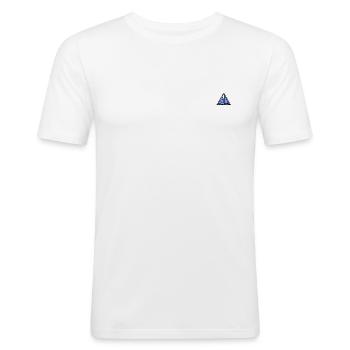 broken_triangle - Männer Slim Fit T-Shirt - Weiß - Vorne - Nik (191cm)
