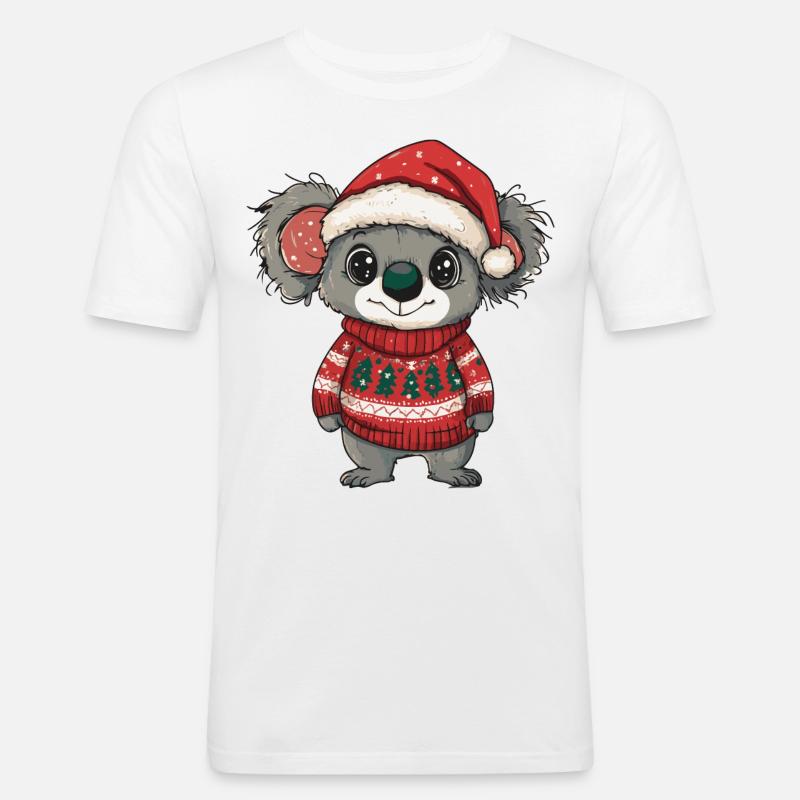 Koala Weihnachten Comic - Männer Slim Fit T-Shirt - Weiß