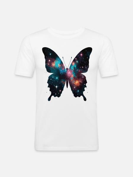 Butterfly silhouette with galaxy inclusion - Men's Slim Fit T-Shirt - white