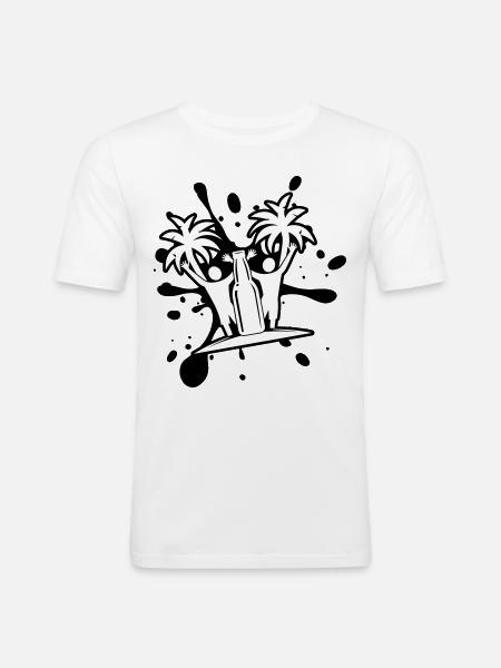 Drinking Beach Party - Männer Slim Fit T-Shirt - Weiß