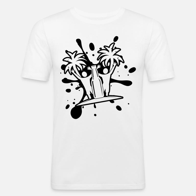 Drinking Beach Party - Männer Slim Fit T-Shirt - Weiß