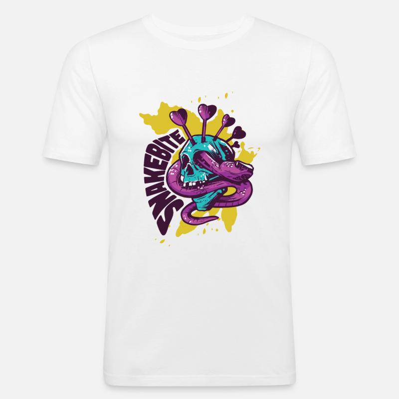Darts Snakebite Schädel Schlange Dartpfeile - Männer Slim Fit T-Shirt - Weiß
