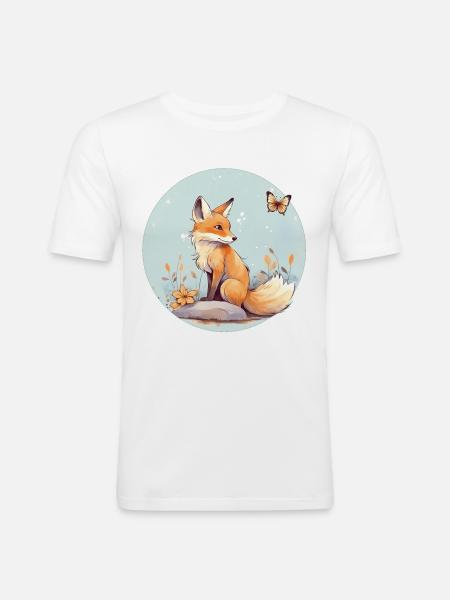 Cute fox - Men's Slim Fit T-Shirt - white