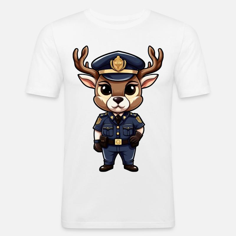 Polizei Hirsch - Männer Slim Fit T-Shirt - Weiß