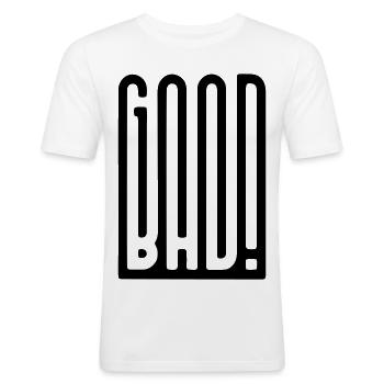 GoodBad - Männer Slim Fit T-Shirt - Weiß - Vorne - Nik (191cm)