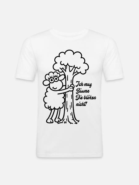 Baumfreund Schaf Umarmung - Männer Slim Fit T-Shirt - Weiß