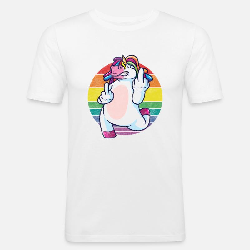 Lustiger Einhorn Spruch über Einhörner! - Männer Slim Fit T-Shirt - Weiß