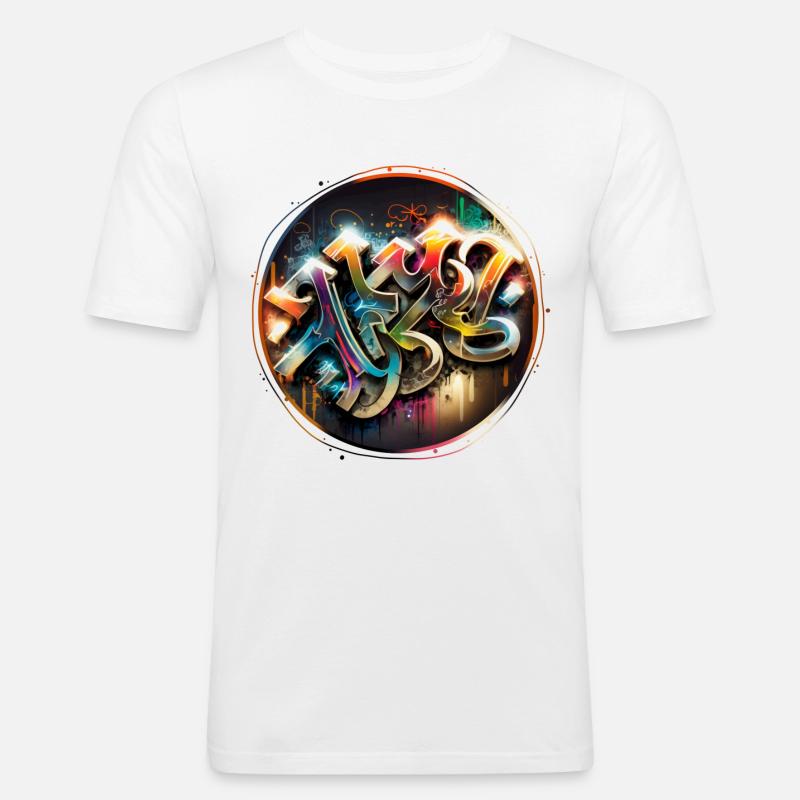 "Light" Graffiti Theme 1 - Männer Slim Fit T-Shirt - Weiß