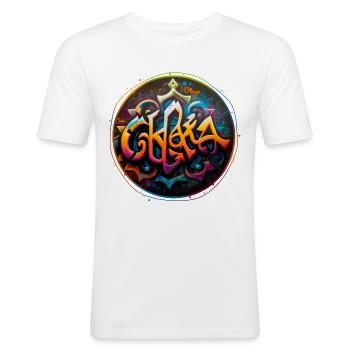 Chakras Graffiti Theme 3 - Men's Slim Fit T-Shirt - white - Front - Nik (191cm)