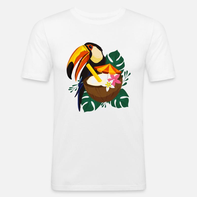 Toucan Summer - Poster - Männer Slim Fit T-Shirt - Weiß