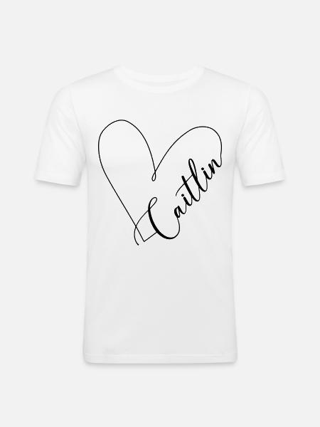 Caitlin Name Herzlinie - Männer Slim Fit T-Shirt - Weiß