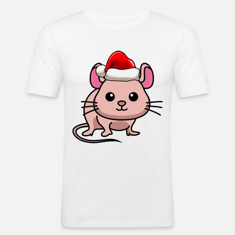 Maus Comic Weihnachten - Männer Slim Fit T-Shirt - Weiß