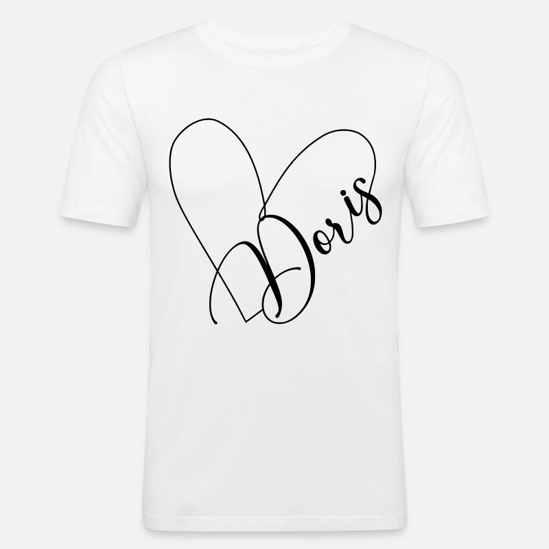 Doris Name Heart Line - Men's Slim Fit T-Shirt - white