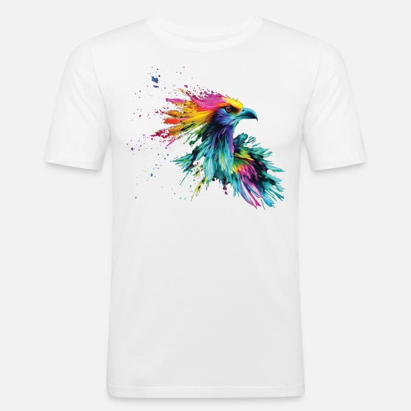 Vogel Farbige bunte Farb Spritzer - Männer Slim Fit T-Shirt - Weiß