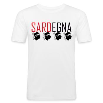 Sardinien, Sardegna, Logo - Männer Slim Fit T-Shirt - Weiß - Vorne - Nik (191cm)
