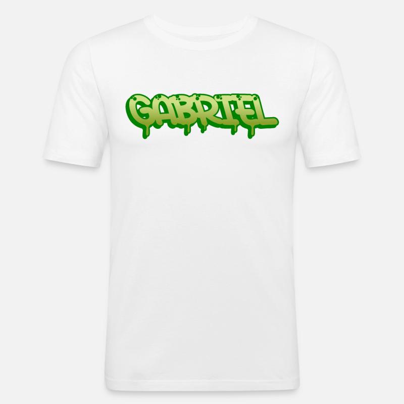 Graffiti nome Gabriel - Maglietta aderente da uomo - bianco