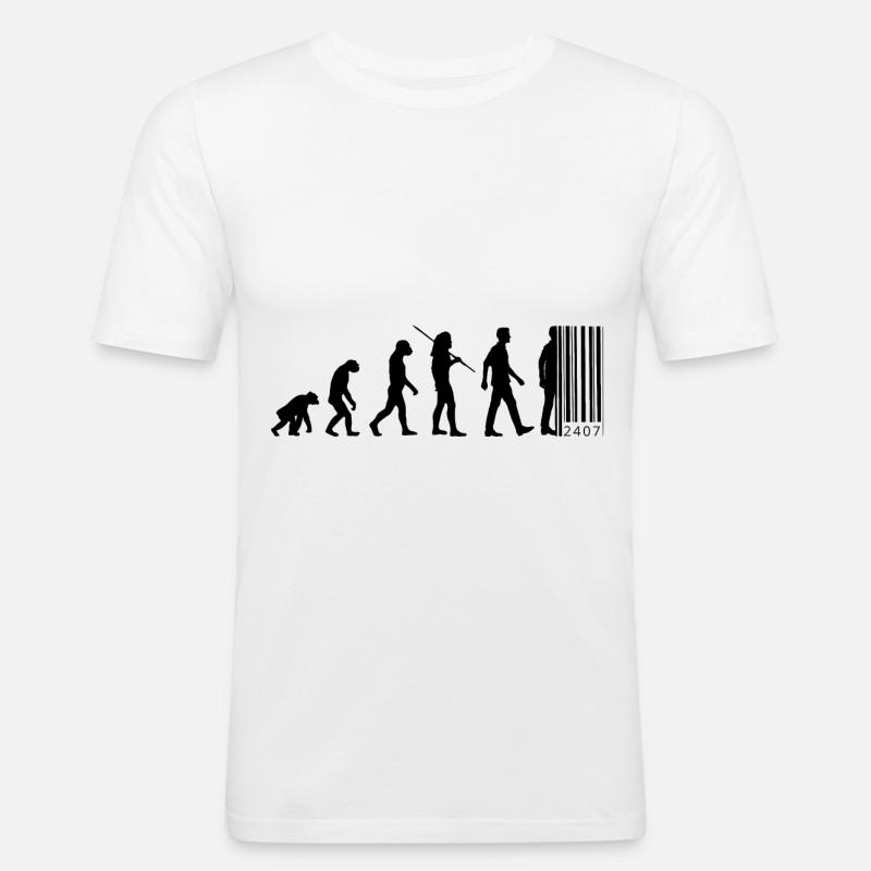 Evolution - code à barres - T-shirt près du corps Homme - blanc