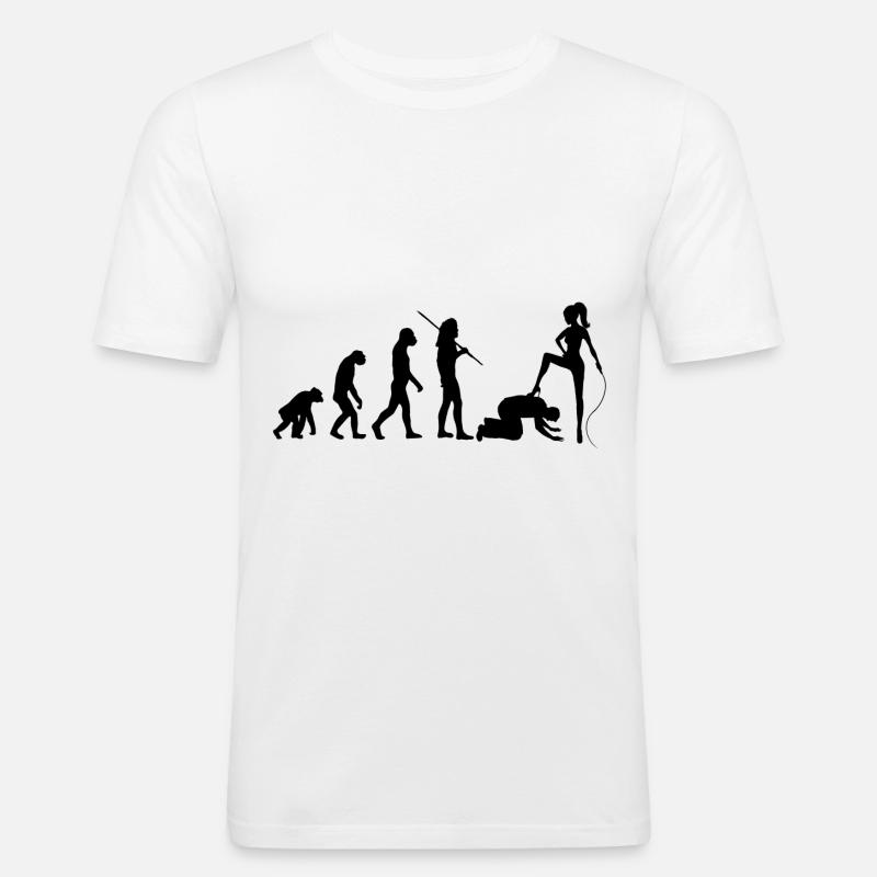 Evolution - dominatrix and slave - Men's Slim Fit T-Shirt - white