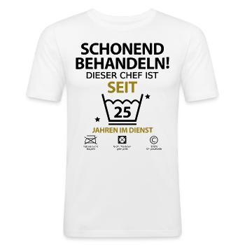 Chef Jubiläum Firmenjubiläum 25 Jahre Jähriges - Männer Slim Fit T-Shirt - Weiß - Vorne - Nik (191cm)