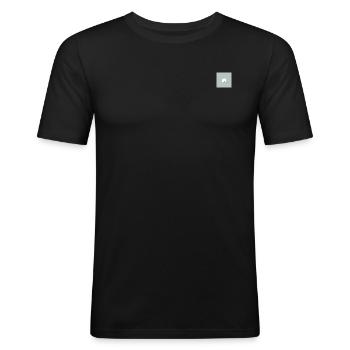 conscious grey - minimal und bewusst - Männer Slim Fit T-Shirt - Schwarz - Vorne - Nik (191cm)