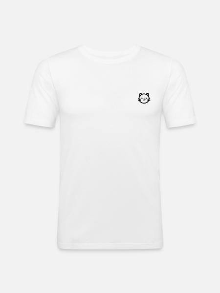 Minimalistisches Katzendesign - Männer Slim Fit T-Shirt - Weiß