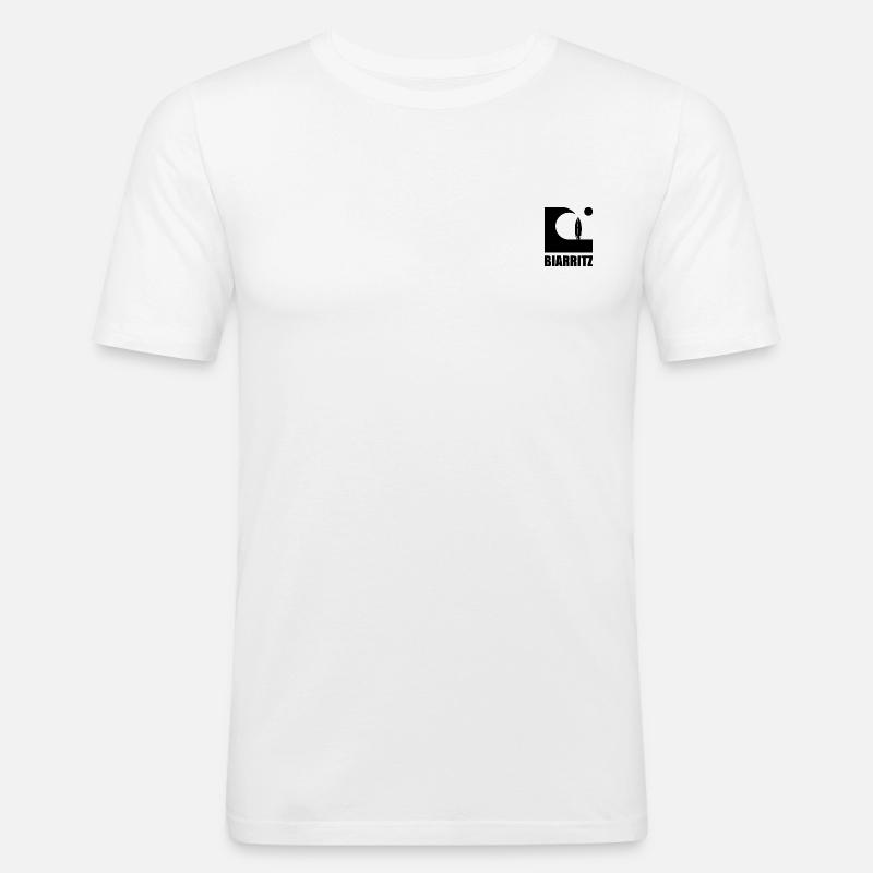 Biarritz Wave Surfbrett Sonne - Männer Slim Fit T-Shirt - Weiß