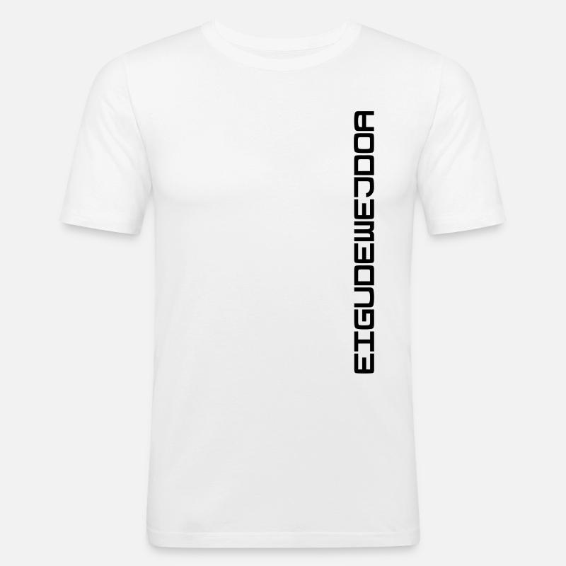 EIGUDEWEJDOA | Urrer Schwätzerei - Männer Slim Fit T-Shirt - Weiß